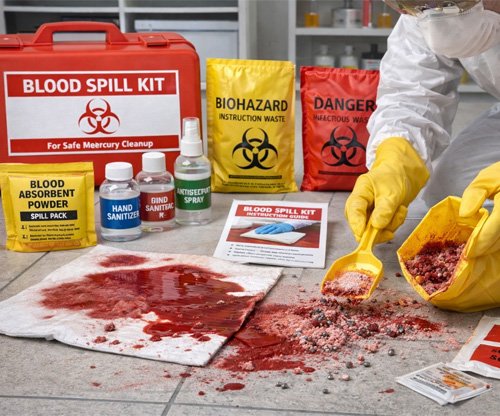 Blood & Mercury Spill Kit and Hospital Spill Management Kits available in Ranjangoan